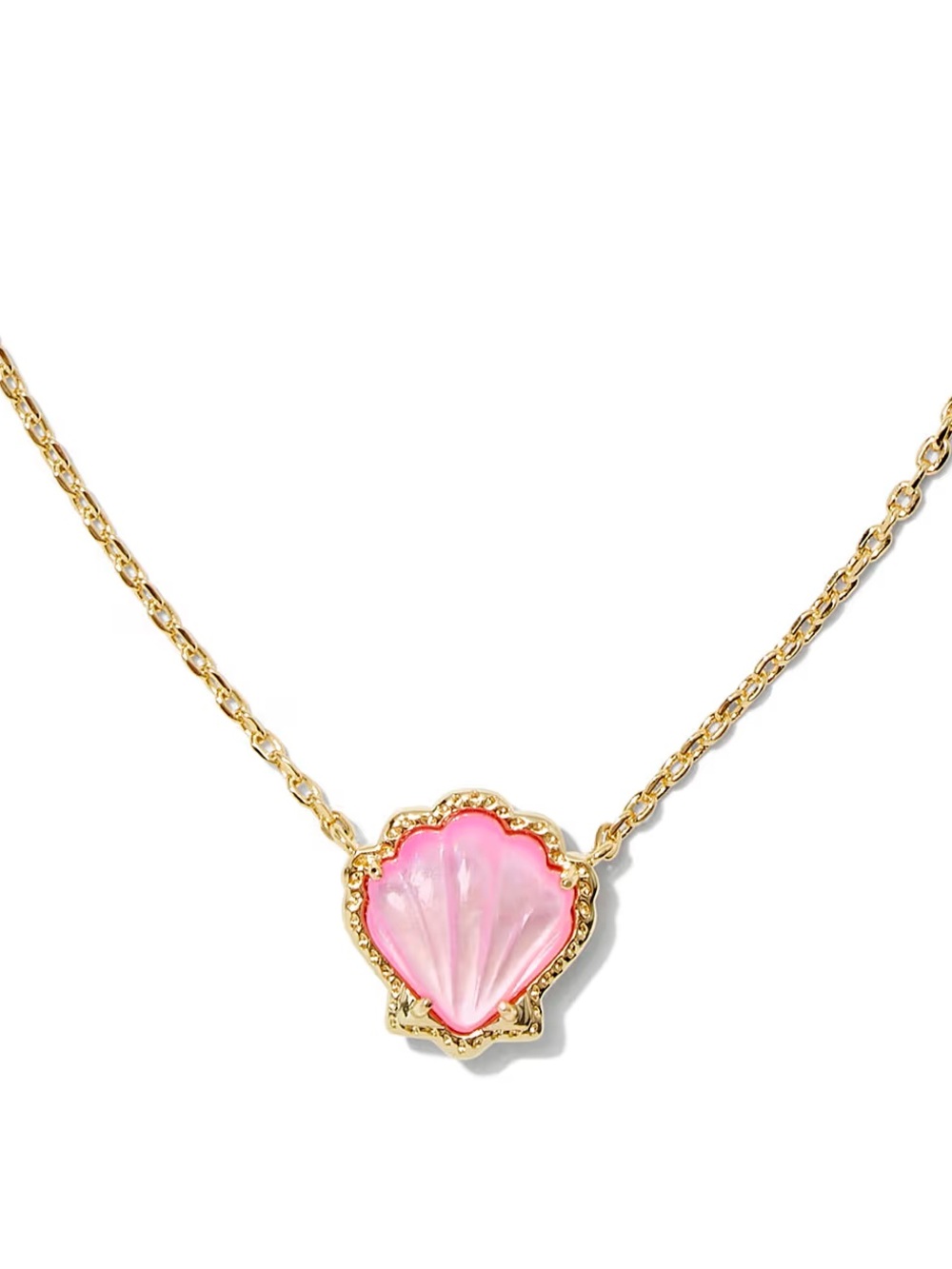 New Kendra Scott Brynne Gold Reversible Pink Shell Pendant Short Necklace